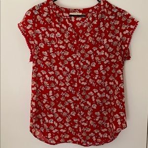 Red flower blouse